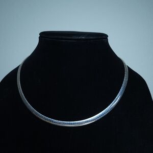Sterling Silver Plated Snake Omega Chain Choker Necklacr 18"